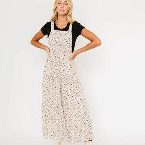 Fehrnvi Shay Overall Dress in Floral Taupe, Medium